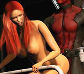 Deadpool fodendo o cu da ruivinha rabuda